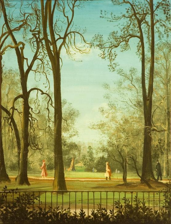 Theo Champion, Unbekannt (Garten, Park, Spaziergänger, Bäume, Neoimpressionismus, Moderne, Wunschgröße, Wohnzimmer)