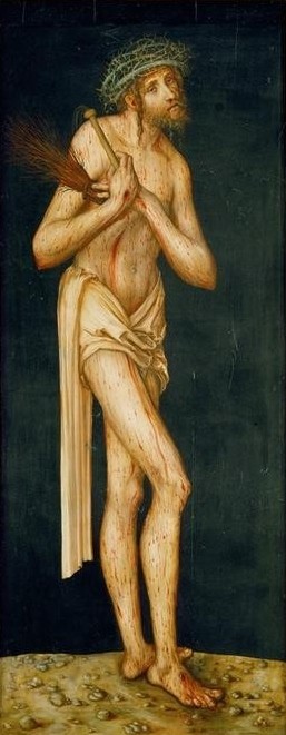 Lucas Cranach der Ältere, Christus als Schmerzensmann (Christentum, Religion, Neues Testament, Bibel, Passion, Leid, Schmerzensmann, Leidenswerkzeuge, Dornenkrone, Klassiker, Renaissance, Wunschgröße, Wohnzimmer,)