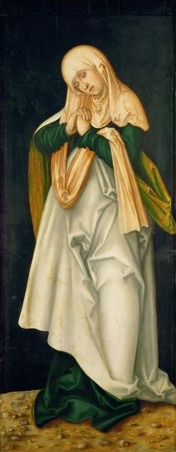 Lucas Cranach der Ältere, Maria als Schmerzensmutter (Christentum, Religion,  Maria, Neues Testament, Bibel, Jungfrau,Mater Dolorosa, Sieben Schmerzen, Klage, Händeringen, Klassiker, Renaissance, Wunschgröße, Wohnzimmer)