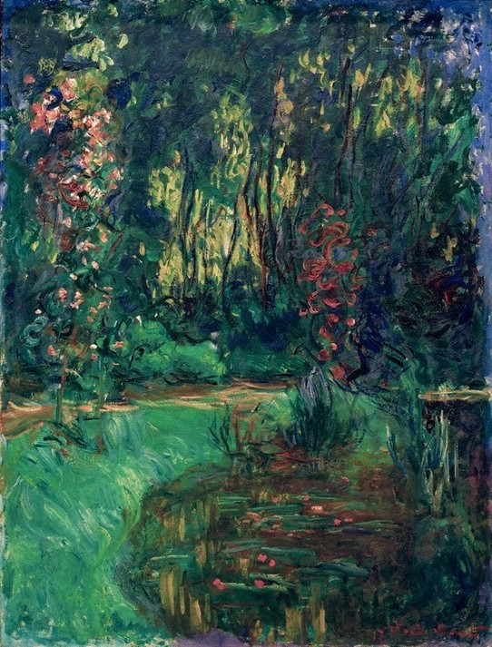 Claude Monet, Un coin de l’étang de Giverny (Biologie,Botanik,Garten Und Park,Gewässer,Kunst,Landschaft,Wasser,Wasserpflanze,Impressionismus,See,Hausgarten,Seerose,Französische Kunst,Ziergarten,Japanmode,Blume,Blüte,Grün,Zierteich,Gartenteich,Pflanze,Garten,Farbe)