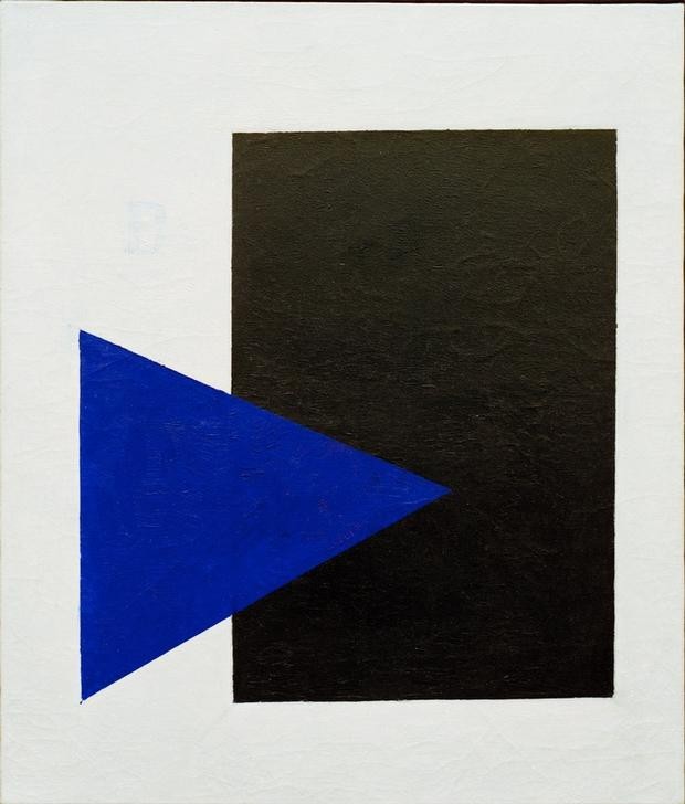 Kasimir Malewitsch, Suprematismus (Schwarzes Rechteck, blaues Dreieck) (Geometrie,Sowjetische Kunst,Abstrakte Kunst,Russische Kunst,Blau,Suprematismus,Ukrainische Kunst,Dreieck,Schwarz,Rechteck)