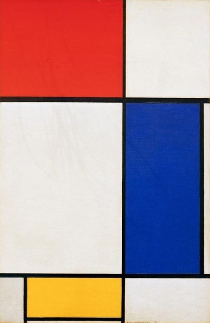 Piet Mondrian, Composition avec rouge, jaune et bleu (Geometrie,Abstrakte Kunst,Niederländische Kunst,Blau,Rot,Rechteck,Gelb,Neo-Plastizismus,Farbe)