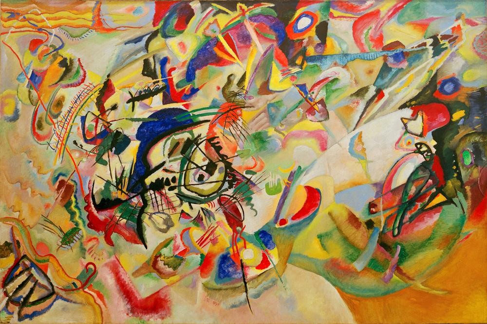 Wassily Kandinsky, Komposition VII (Bauhaus,Kunst,Der Blaue Reiter,Abstrakte Kunst,Russische Kunst,Abstraktion,Farbigkeit,Signatur)