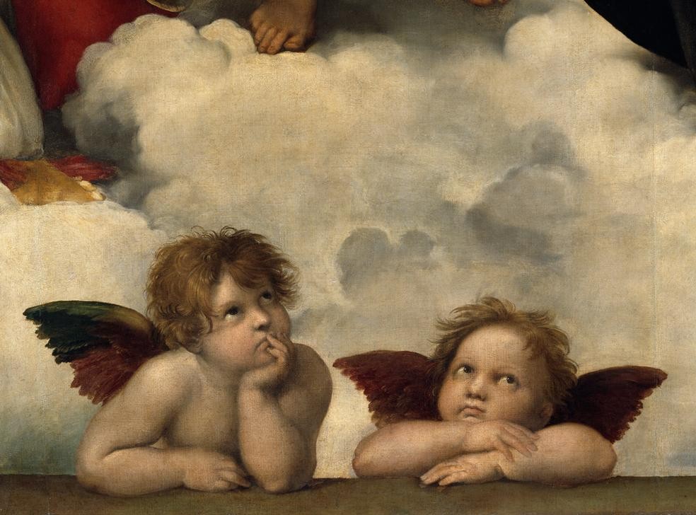 Raffael, Die Sixtinische Madonna (Christentum,Engel,Religion,Renaissance,Putto,Italienische Kunst,Berühmte Kunstwerke,Sixtinische Madonna)