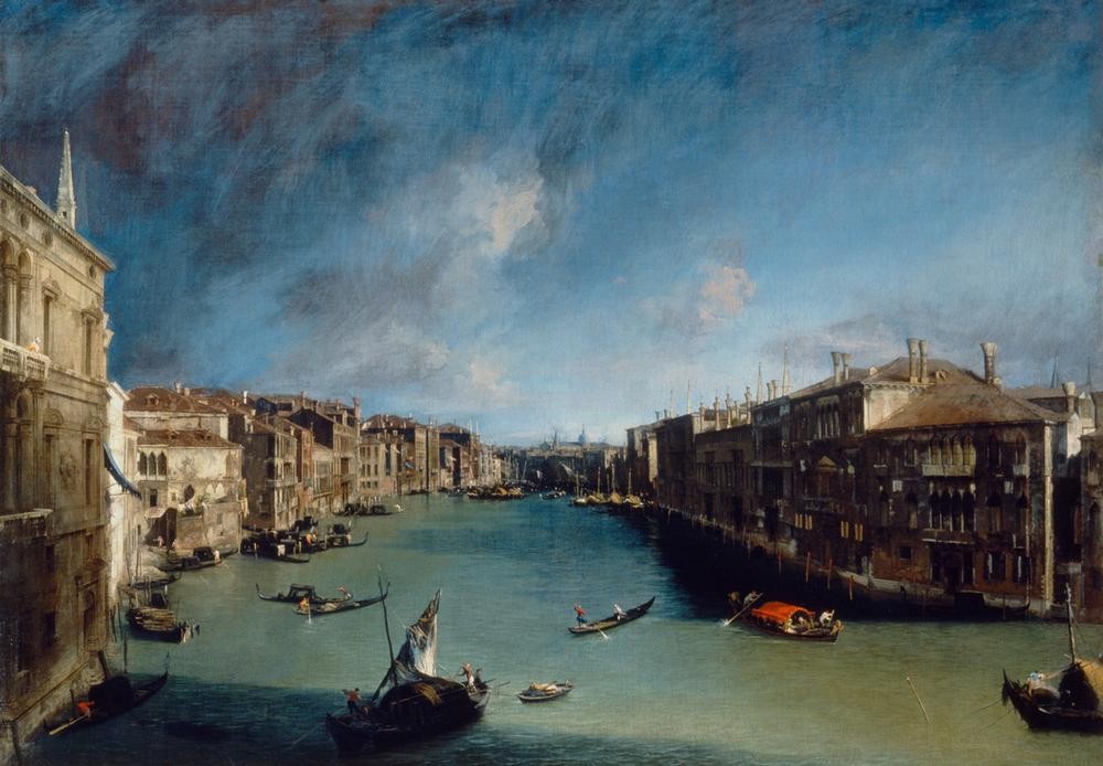 Giovanni Antonio Canaletto, Der Canal Grande in Venedig (Architektur, Städte, Venedig, Vedute, Architektur,  Canal Grande, Gondeln, Boote, Barock, Klassiker, Wunschgröße, Wohnzimmer)