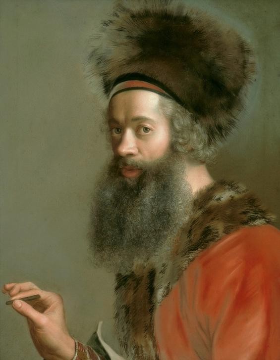 Jean-Étienne Liotard, Selbstbildnis (Herrenmode,Künstler,Maler (Künstler),Mann,Mode,Bart,Selbstbildnis,Rokoko,Portrait,Französische Kunst,Pelzmütze,Schweizerische Kunst,Vollbart,Person)