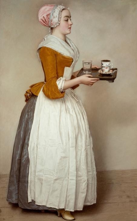 Jean-Étienne Liotard, Das Schokoladenmädchen (Schokoladenmädchen, Frau, Hausmädchen, Hausangestellte, Küche, Klassizismus, Druck, Klassiker, Esszimmer, Wohnzimmer, Wunschgröße, bunt)