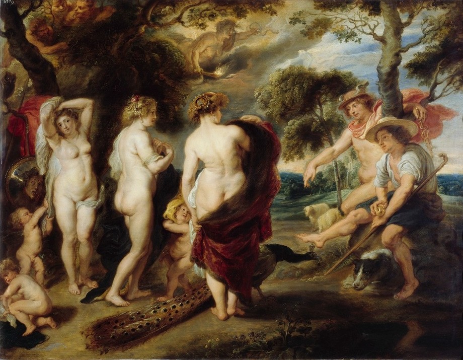 Peter Paul Rubens, Das Urteil des Paris (Frau,Mythologie,Schönheitswettbewerb,Barock,Akt,Urteil Des Paris,Niederländische Kunst,Griechisch-Römische Mythologie)