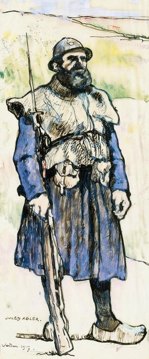 Jules Adler, Unbekannt (SOLDAT, WAFFE, BART, PORTRAIT, TAG, FRANZÖSISCHE KUNST, ERSTER WELTKRIEG)