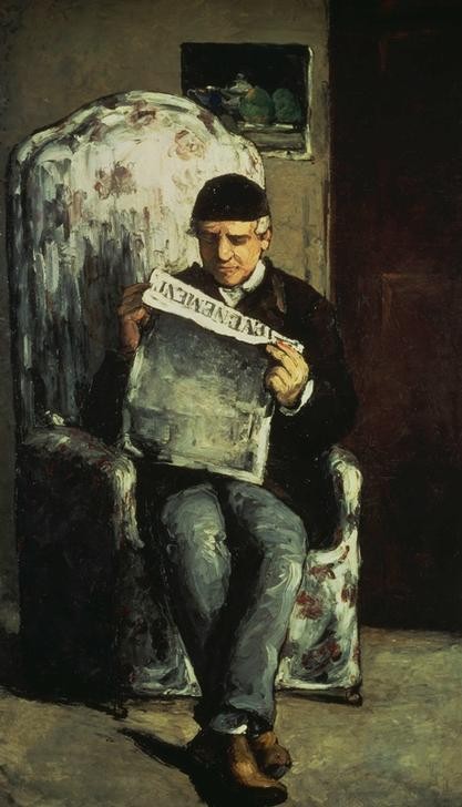 Paul Cézanne, Louis-Auguste Cézanne, Père de l’artiste, lisant L’Evénement (Leser,Maler (Künstler),Mann,Portrait,Zeitung,Lesen (Allgemein),Vater Von Berühmten,Sessel,Sitzen,Person)