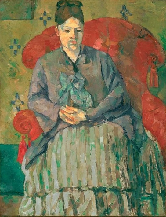 Paul Cézanne, Madame Cézanne dans un fauteuil rouge / Madame Cézanne à la (Frau,Maler (Künstler),Ehefrau Von Berühmten,Portrait,Künstlerfrau,Französische Kunst,Sessel,Sitzen,Kniestück,Person)