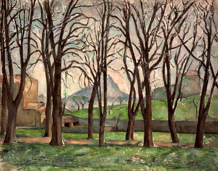 Paul Cézanne, Marronniers du Jas de Bouffan en Hiver (Kastanie,Landschaft,Winter,Impressionismus,Baum,Französische Kunst,Esskastanie,Kastanienbaum,Laubbaum)