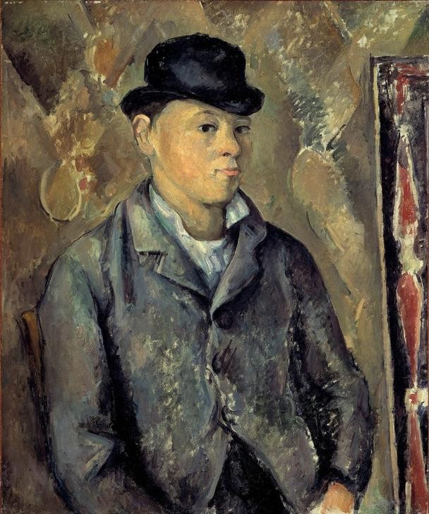 Paul Cézanne, Portrait de Paul Cézanne, fils de l’artiste, au chapeau (Herrenhut,Mann,Hut,Portrait,Jüngling,Französische Kunst,Sohn Von Berühmten,Halbfigur,Person,Junger Mann)