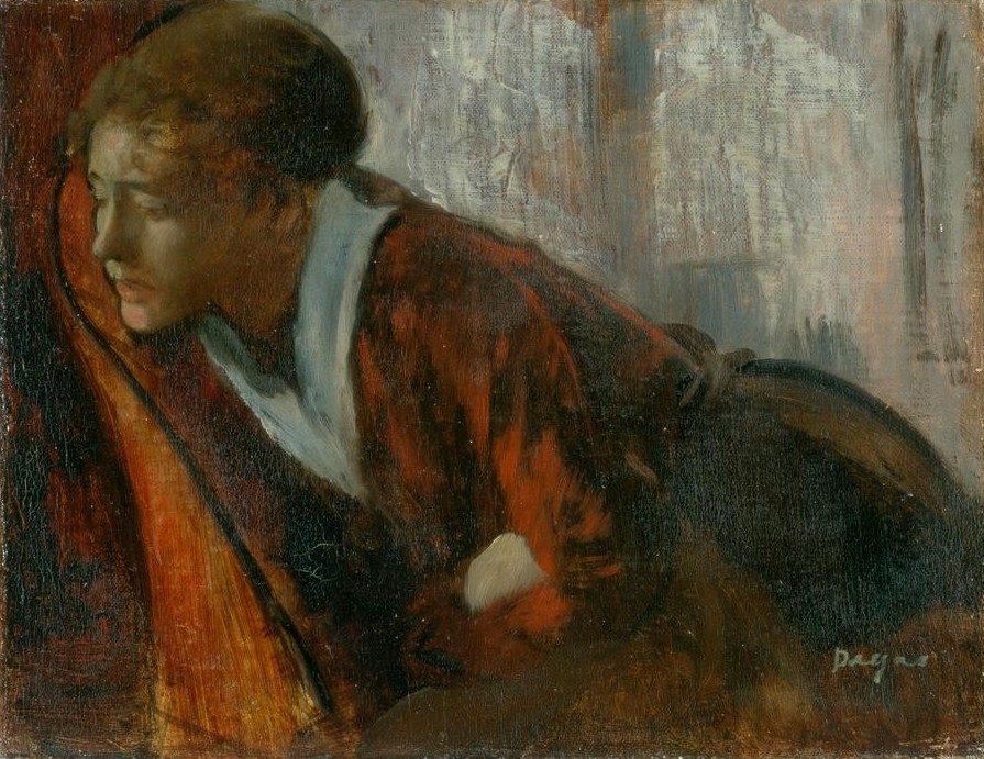 Edgar Degas, Melancholie (Frau,Mensch,Impressionismus,Portrait,Melancholie,Langeweile,Französische Kunst,Frauenleben,Junge Frau)