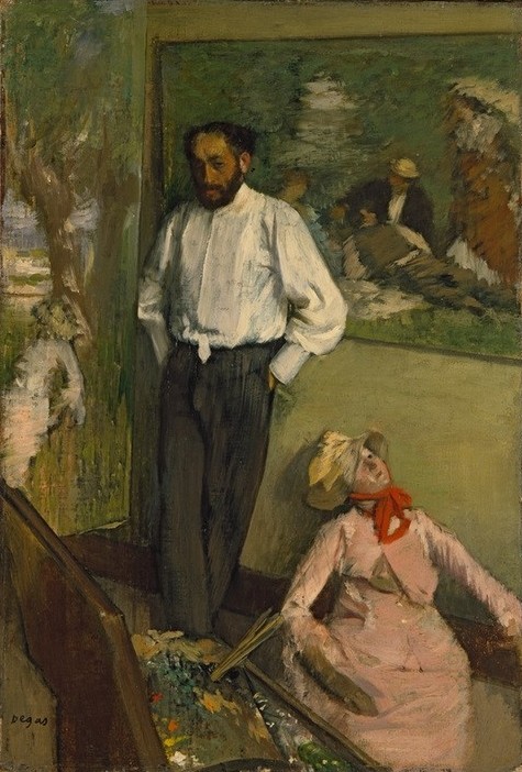 Edgar Degas, L’Homme et le pantin (Künstler,Maler (Künstler),Impressionismus,Selbstbildnis,Bild Im Bild,Portrait,Interieur,Französische Kunst,Gliederpuppe,Person)