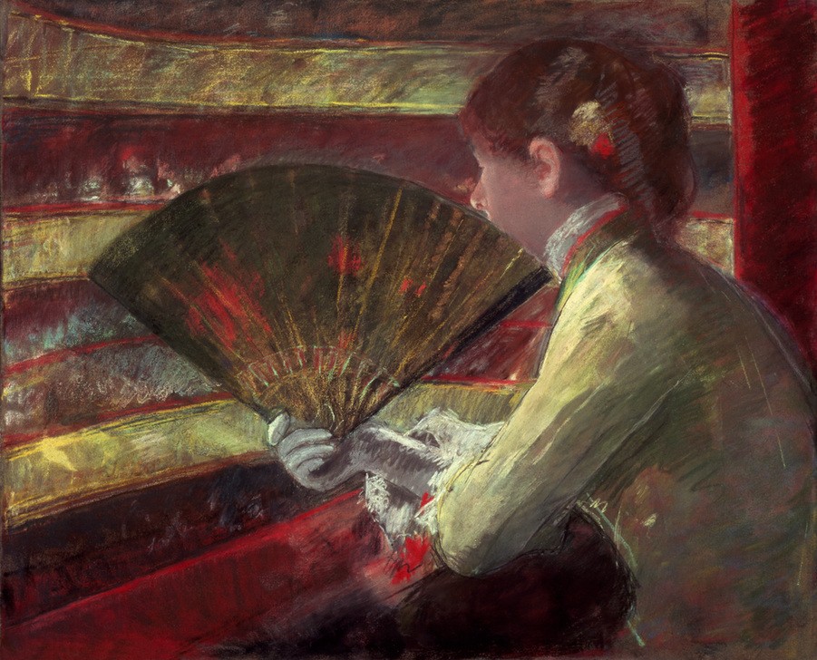 Mary Cassatt, Dans la loge (Fächer,Frau,Oper,Theater,Impressionismus,Loge (Architektur),Amerikanische Kunst,Publikum,Us-Amerikanische Kunst,Theaterloge,Zuschauen,Frauenleben,Zuschauerin)