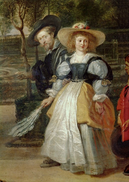 Peter Paul Rubens, Rubens und seine zweite Frau im Garten (Ehepaar,Fächer,Flämische Kunst,Maler (Künstler),Freizeit,Spaziergang,Barock,Selbstbildnis,Niederländische Kunst,Menschen Im Garten,Eheleben,Person)