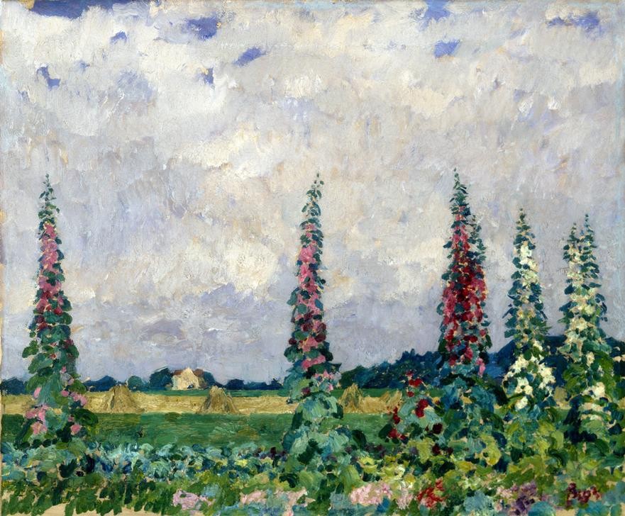 Max Clarenbach, Unbekannt (Landschaft, Landschaftsmalerei, Frühling, Jahreszeit, Blumen, Königskerzen, Impressionismus, Wunschgröße, Klassiker, Wohnzimmer)