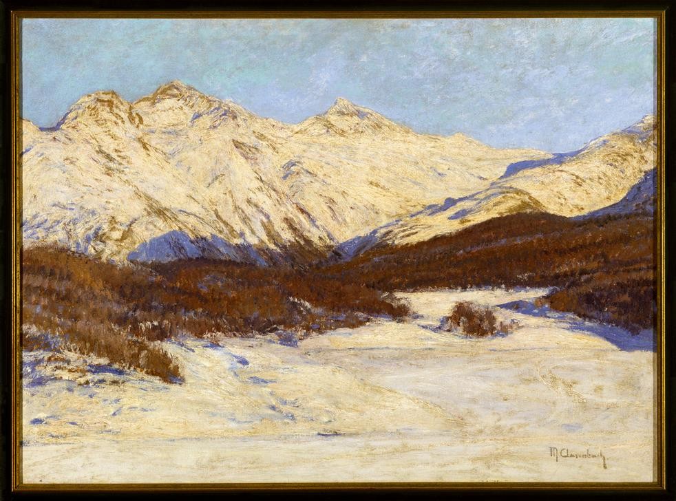 Max Clarenbach, Unbekannt (Landschaftsmalerei, Landschaft, Gebirge, Berge, Winter, Schnee, Jahreszeit, Impressionismus, Wunschgröße, Klassiker, Wohnzimmer)