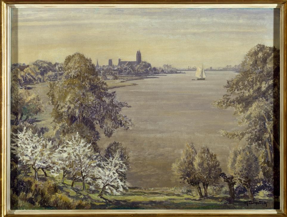 Max Clarenbach, Unbekannt (BAUMBLÜTE, DEUTSCHE KUNST, JAHRESZEITEN, KUNST, LANDSCHAFT, IMPRESSIONISMUS, FRÜHLING, FLUSS, PRIVATSAMMLUNG)