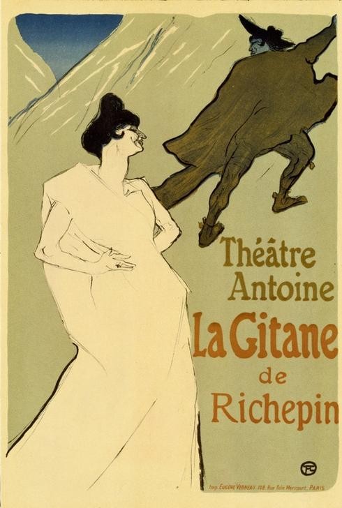 Anonym, La Gitane (Jugendstil,Kunst,Literatur,Theater,Völkerkunde,Plakat,Uraufführung,Französische Kunst,Schauspiel,Belle Epoque,Fin De Siecle,Jahrhundertwende,Sinti Und Roma,Land Und Leute)