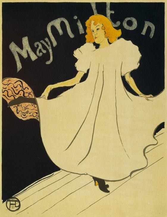 Henri de Toulouse-Lautrec, May Milton (Damenmode,Frau,Jugendstil,Kabarett Und Variete,Kabarett,Kunst,Mode,Tänzerin,Tanz,Theater,Variete (Entertainment),Werbung,Plakat,Revue (Musiktheater),Portrait,Französische Kunst,Belle Epoque,Fin De Siecle,Tournee,Jahrhundertwende,Ganzfigurig)
