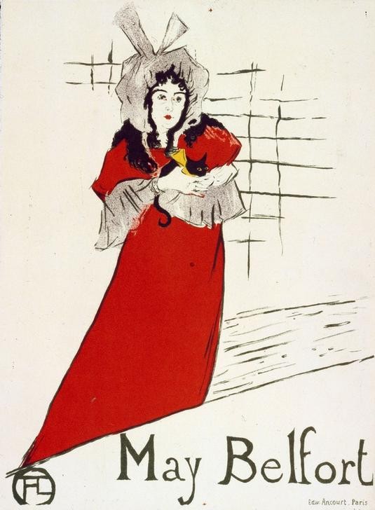Henri de Toulouse-Lautrec, May Belfort (Frau,Gesang,Jugendstil,Kabarett,Sängerin,Theater,Variete (Entertainment),Plakat,Revue (Musiktheater),Französische Kunst,Fin De Siecle)