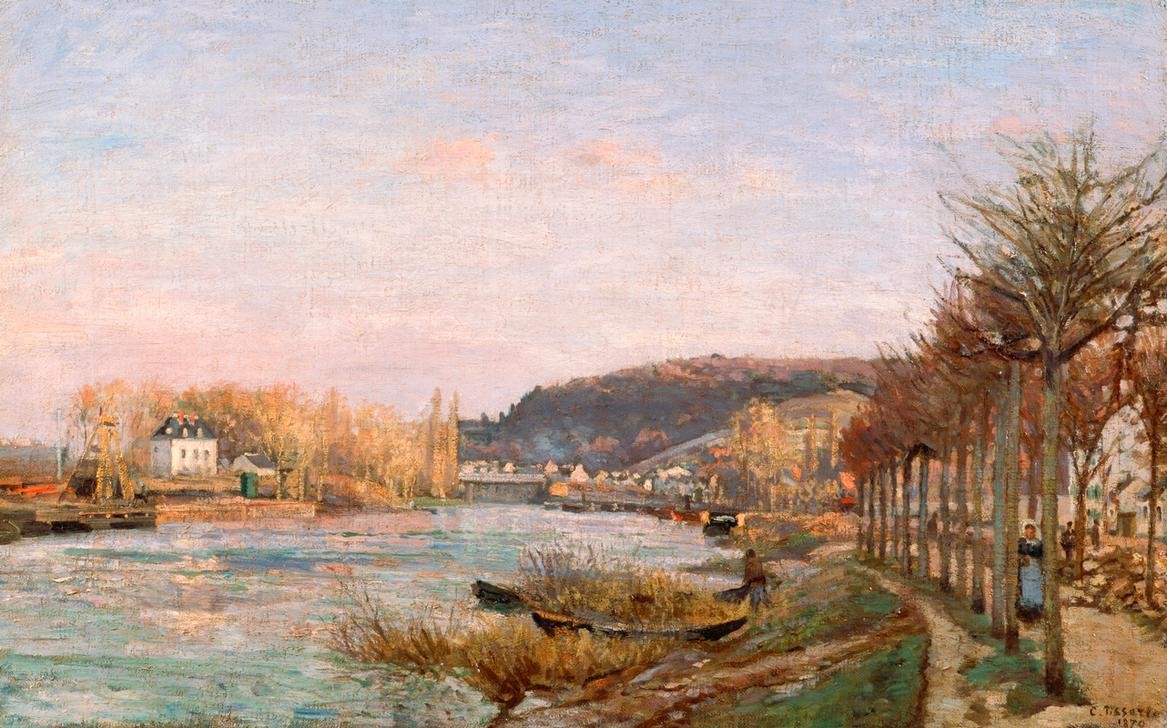 Camille Pissarro, Die Seine bei Bougival (Kunst,Landschaft,Impressionismus,Fluss,Französische Kunst)