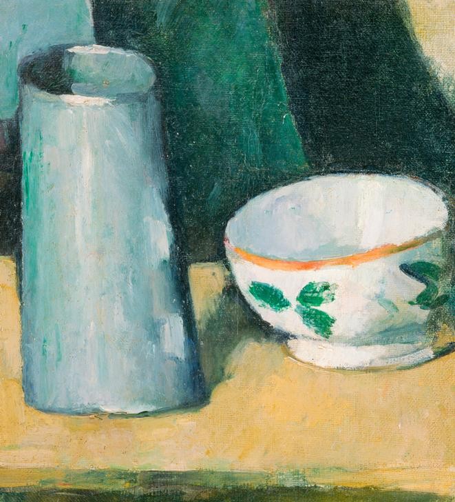 Paul Cézanne, Schale und Milchkrug (Stillleben, Krug, Kanne,Tisch,  Schale,  Impressionismus, Wunschgröße, Wohnzimmer, Esszimmer, Klassiker,)