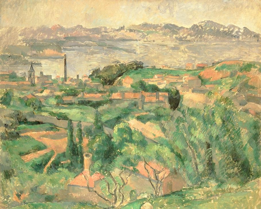 Paul Cézanne, L’Estaque et le Golfe de Marseille (La Baie de Marseille vu (Geographie,Küste,Landschaft,Impressionismus,Französische Kunst,Topographie)