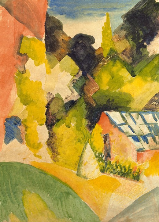August Macke, Gewächshaus im Park von Oberhofen (Deutsche Kunst,Landschaft,Park,Gewächshaus,Expressionismus,Der Blaue Reiter)