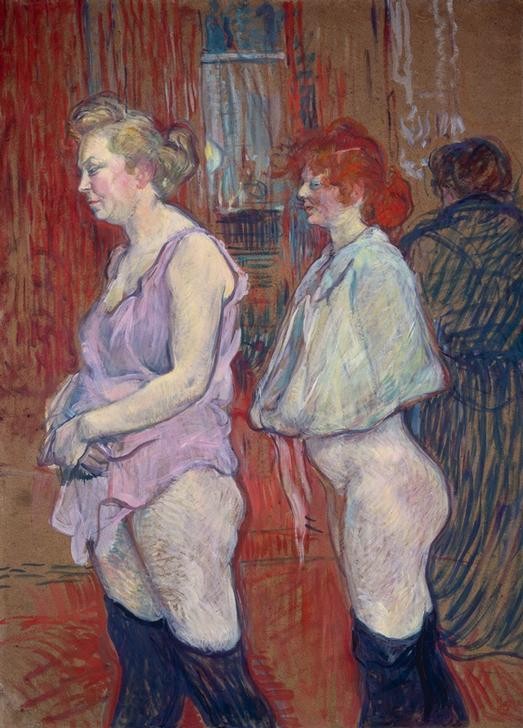 Henri de Toulouse-Lautrec, Rue des Moulins (Erotik,Jugendstil,Prostitution,Prostituierte,Französische Kunst,Sexualität,Halbakt,Bordell)