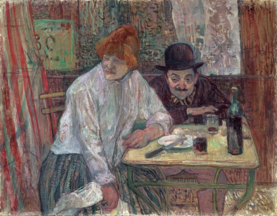 Henri de Toulouse-Lautrec, A la Mie (Alkohol,Essen Und Trinken,Gastronomie,Gesellschaft,Wein,Trinken,Alkoholismus,Restaurant,Fin De Siecle,Halbwelt,Bistro,Essen (Nahrung))