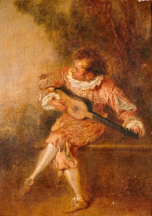 Jean-Antoine Watteau, Le Donneur de Serenade (Garten, Sänger, Gitarre,  Serenade, Mann, Musik, Instrument, Ständchen, Rokoko, Wohnzimmer, Klassiker,  Wunschgröße)