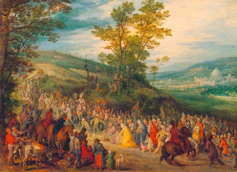 Jan Brueghel der Ältere, Der Weg zum Kalvarienberg (Christentum,Landschaft,Religion,Renaissance,Neues Testament,Bibel,Kreuztragung,Niederländische Kunst,Passion Christi)