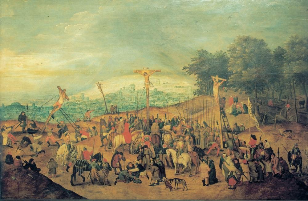 Pieter Brueghel der Jüngere, Der Kalvarienberg (Christentum,Hinrichtung,Landschaft,Religion,Renaissance,Neues Testament,Bibel,Kreuzigung,Niederländische Kunst,Passion Christi)