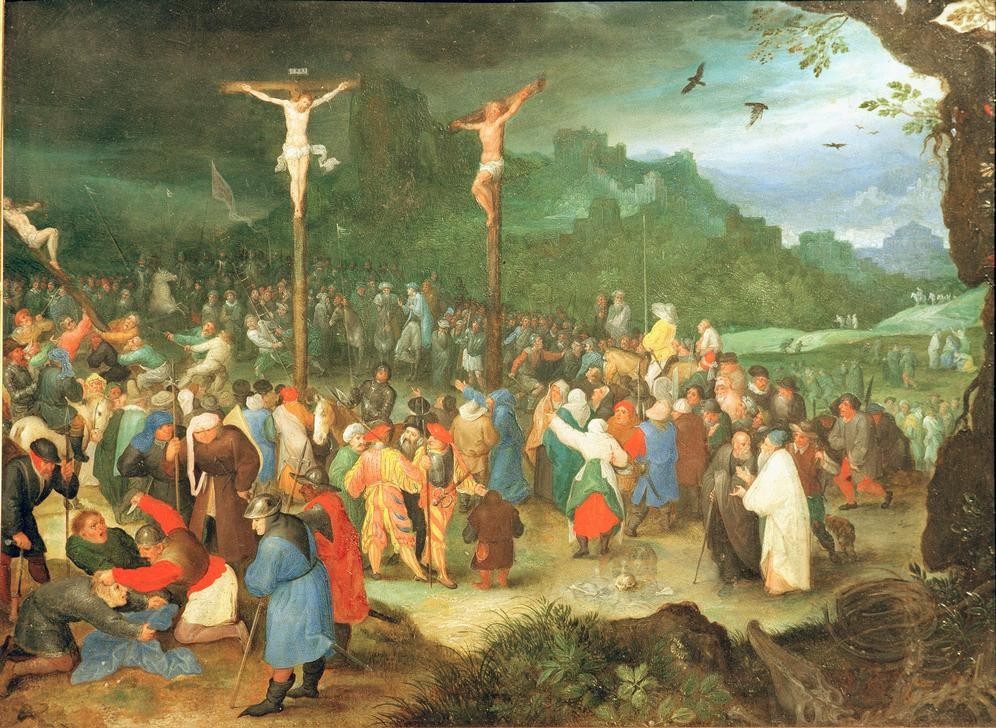 Jan Brueghel der Ältere, Die Kreuzigung Christi (Christentum,Religion,Renaissance,Neues Testament,Bibel,Kreuzigung,Niederländische Kunst,Passion Christi)