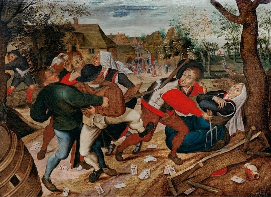Pieter Brueghel der Jüngere, Bauernprügelei (Bauer (Landwirt),Gesellschaftliches Leben,Gesellschaft,Volkskunde,Renaissance,Streit,Schlägerei,Niederländische Kunst,Land Und Leute)