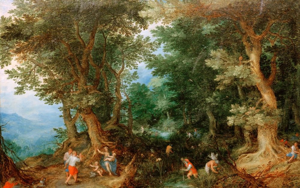 Jan Brueghel der Ältere, Latona und die lykischen Bauern (Landschaft,Mutter Und Kind,Mythologie,Wald,Laubwald,Metamorphose,Manierismus,Niederländische Kunst,Griechisch-Römische Mythologie)