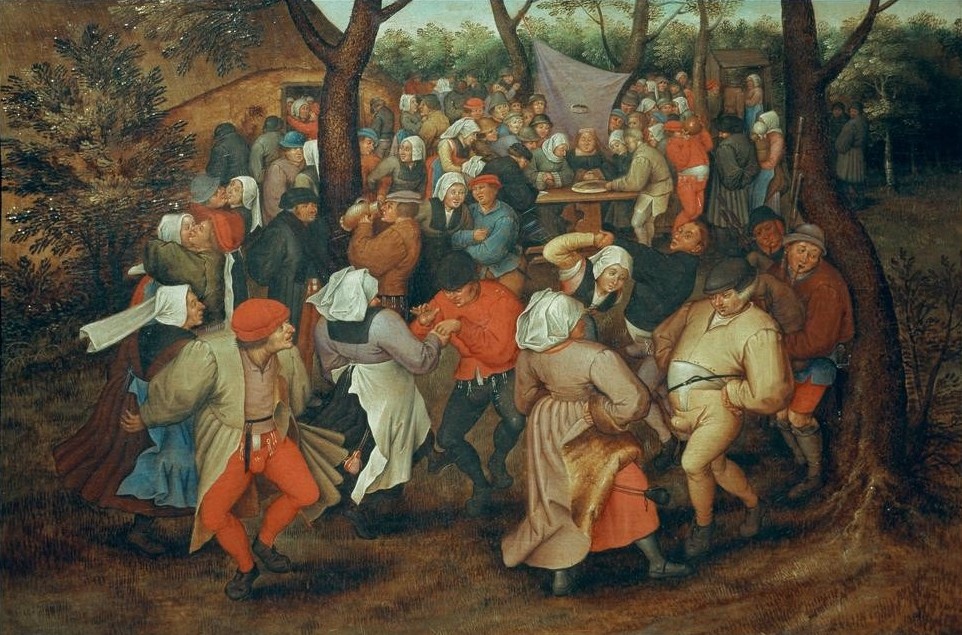 Pieter Brueghel der Jüngere, Der Hochzeitstanz im Freien (Dudelsack,Familienfeste,Hochzeit,Liebe Und Ehe,Mensch,Tafelsitten,Tanz,Volkskunde,Renaissance,Volkstanz,Niederländische Kunst,Im Freien (Allgemein),Ausgelassenheit,Dorfleben,Land Und Leute)