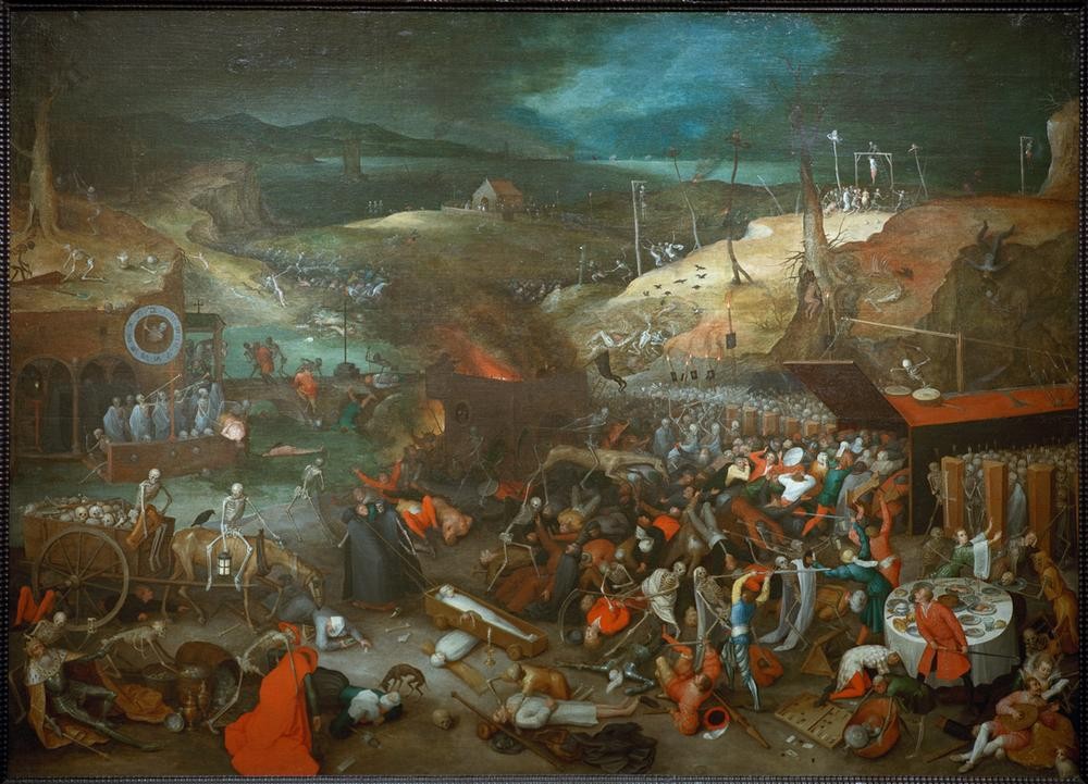 Jan Brueghel der Ältere, Triumph des Todes (Flämische Kunst,Leiche,Mensch,Tod,Totentanz,Renaissance,Allegorie,Kopie,Triumph,Apokalypse,Niederländische Kunst,Weltuntergang,Totenreich)