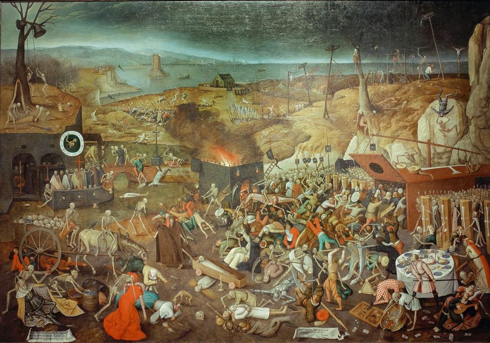 Pieter Brueghel der Jüngere, Triumph des Todes (Flämische Kunst,Leiche,Mensch,Pest (Krankheit),Tod,Totentanz,Renaissance,Allegorie,Kopie,Triumph,Apokalypse,Niederländische Kunst,Epidemie,Weltuntergang,Totenreich,Medizingeschichte)