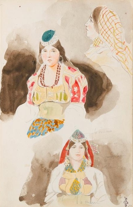 Eugene Delacroix, Album des voyage au Maroc (Frau,Kunst,Tracht,Völkerkunde,Portrait,Französische Kunst,Land Und Leute,Islamische Länder,Islamische Welt)