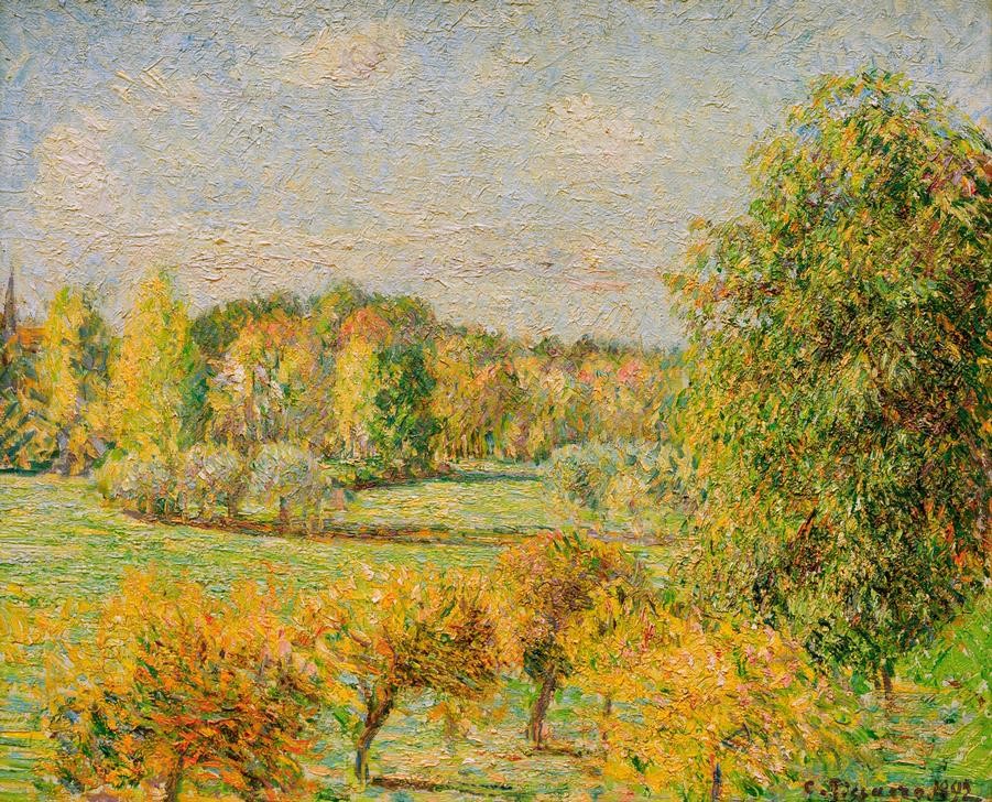 Camille Pissarro, Effet d’automne, le noyer, Eragny (Herbst,Jahreszeiten,Landschaft,Impressionismus,Baum,Wiese,Französische Kunst,Nussbaum)