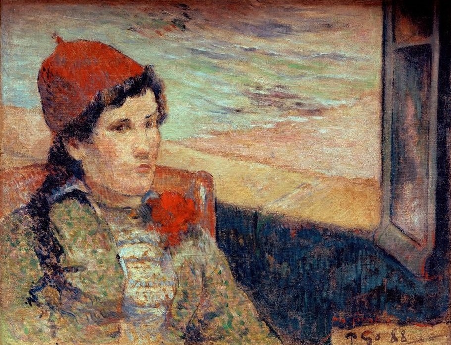 Paul Gauguin, Femme devant une fenêtre ouverte, dite La fiancée (Frau,Mensch,Portrait,Französische Kunst,Junge Frau,Synthetismus,Fenster (Geöffnet))