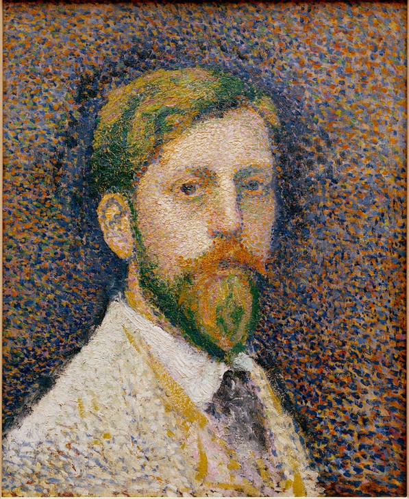 Georges Lemmen, Autoportrait  (Persönlichkeiten, Selbstportait, Georges Lemmen, Pointillismus, Wunschgröße, Malerei, Klassische Moderne, Wohnzimmer, Treppenhaus, bunt)