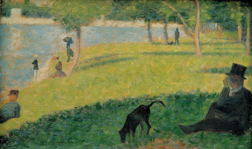Georges Seurat, Un dimanche aprèsmidi à la Grande Jatte – Ein Sonntagnachmi (Ausflug,Freizeit,Nachmittag,Sonntag,Impressionismus,Herr Und Hund,Hund,Pointillismus,Reise,Bürgertum,Französische Kunst,Ufer)