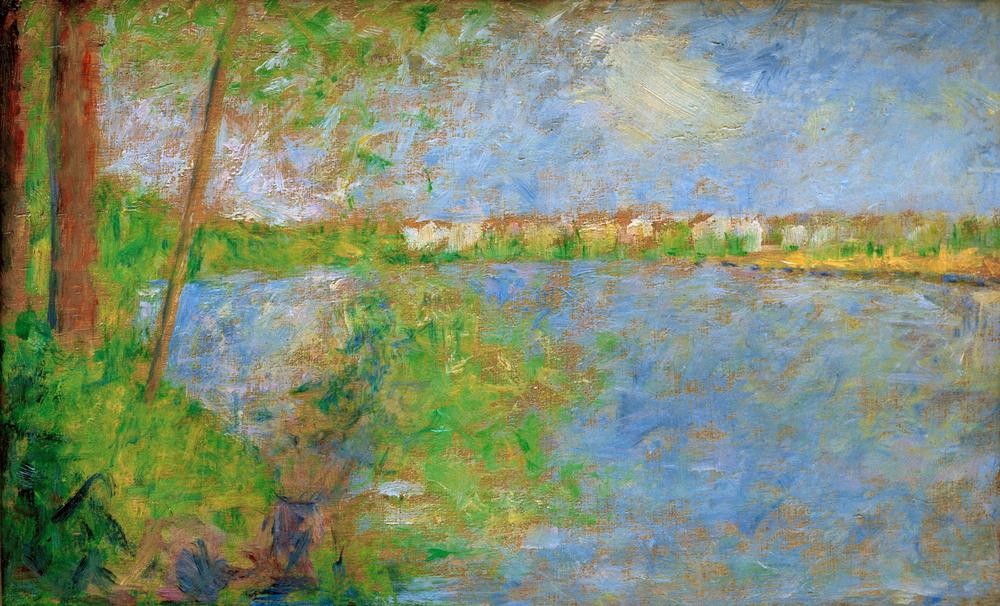 Georges Seurat, Le printemps à la Grande Jatte (Jahreszeiten,Landschaft,Impressionismus,Frühling,Fluss,Französische Kunst)