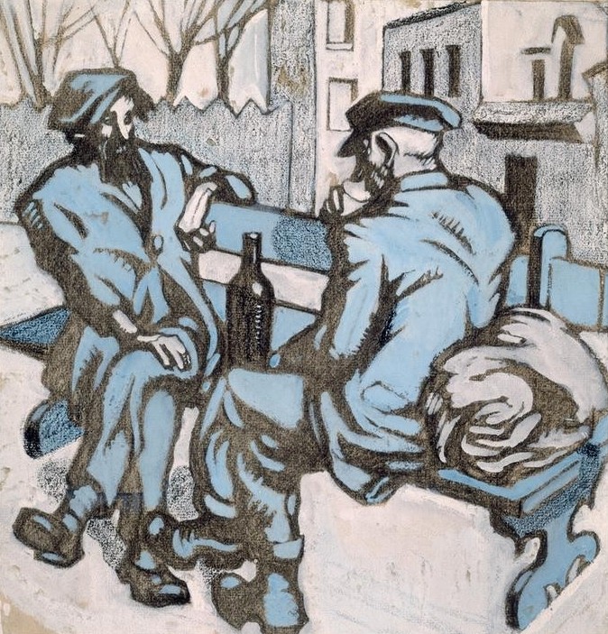 Juan Gris, Les deux cheminots révoqués (Eisenbahner, Arbeiter, Menschen, Pause, Wunschgröße,  Klassische Moderne, Malerei, Wohnzimmer, bunt)