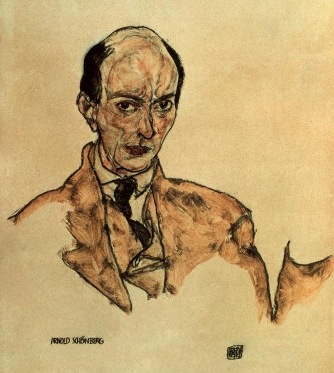 Egon Schiele, Arnold Schönberg (Komponist,Mann,Musik,Portrait,Expressionismus,Österreichische Kunst,Person)